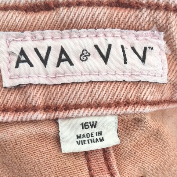 AVA & VIV Womens 16W Cropped Wide Leg Jeans Pink Wash Denim Fair Trade Certified - Picture 7 of 13